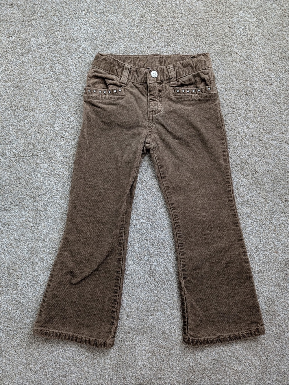 The Children's Place Brown Cord Flare Pants with Studded Pockets
